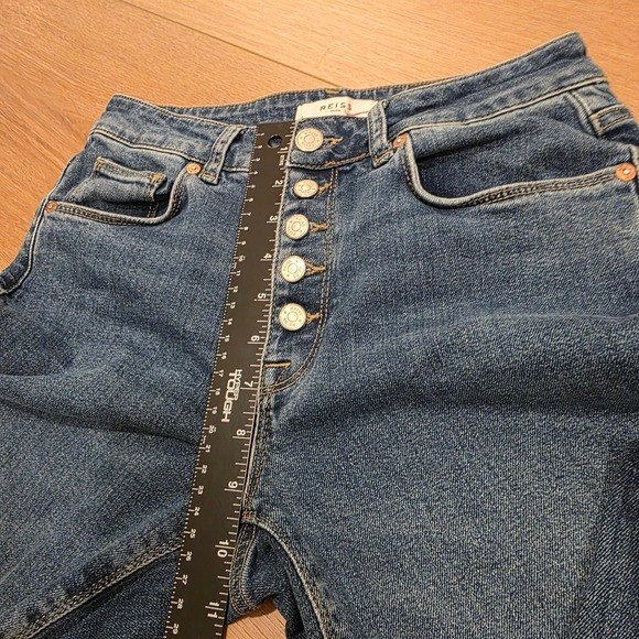 Reiss Bailey High Rise Straight Leg Blue Button Fly Jeans Medium Wash Womens - Picture 8 of 12